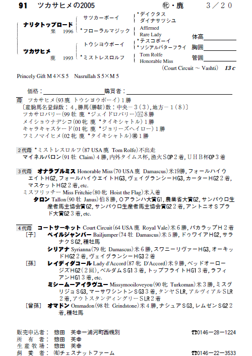 No.91�@�c�J�T�q���̂Q�O�O�T